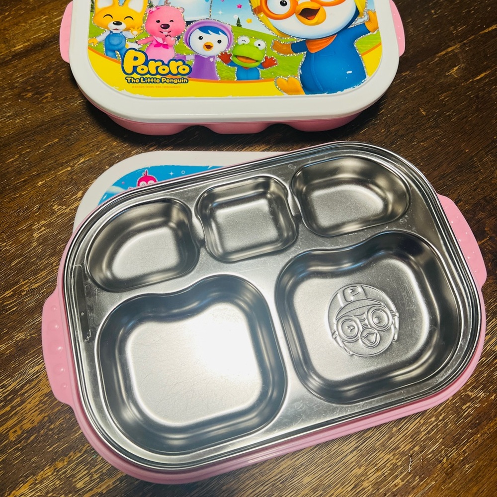 Pororo meal tray w/ lid (metal insert)